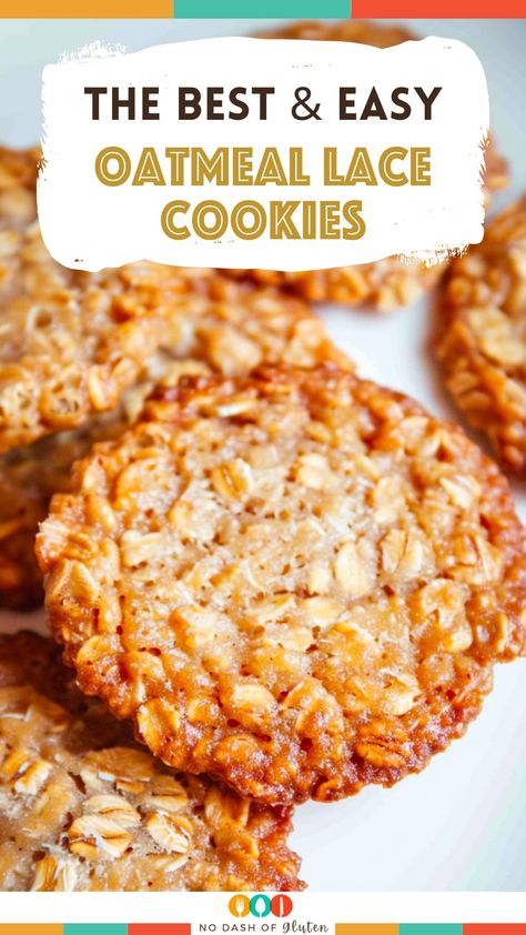 Whip up a batch of Oatmeal Lace Cookies for a crispy, chewy treat! This easy recipe blends butter, brown sugar, and oats into elegant, lacey delights. Perfect for gatherings or a cozy night in, they're a hit with everyone. Don't miss out on these deliciously delicate cookies that promise to become your new favorite. Pin this recipe now and enjoy the perfect blend of flavor and texture! Lace Cookies Recipe, Oatmeal Lace Cookies, Lace Cookies, Easy Oatmeal, Simple Cookies, Gluten Free Oatmeal, Holiday Cookie Recipes, Gluten Free Sweets, Holiday Cookie