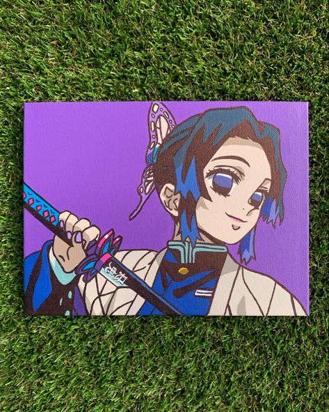 Shinobu Painting, Demon Slayer Canvas Painting, Demon Slayer Painting Canvas, Demon Slayer Painting, Anime Canvas Painting Easy, Anime Painting Acrylic, Anime Painting, Anime Canvas Painting, Anime Paper