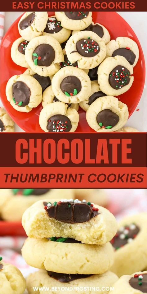 Thumbprint Cookies Recipe Chocolate, Chocolate Ganache For Cookies, Traditional Thumbprint Cookies, Christmas Cookies Recipes Thumbprint, Cookie Recipes Thumbprint, Sugar Thumbprint Cookies, Black Eyed Susan Cookies, Old Fashion Thumbprint Cookies, Linzer Thumbprint Cookies