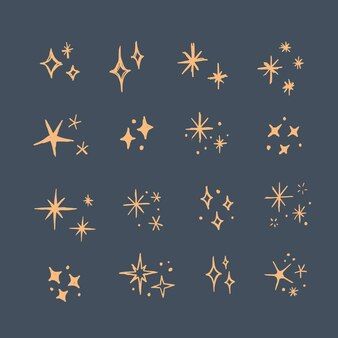 Free Vector | Free vector doodle hand drawn miscellaneous illustrations Star Drawings Simple, Different Ways To Draw Sparkles, Sparkle Drawing Simple, Atomic Starburst Tattoo, Gold Drawing Ideas, How To Draw Sparkles, Starburst Drawing, Stars Aesthetic Drawing, Star Drawing Simple