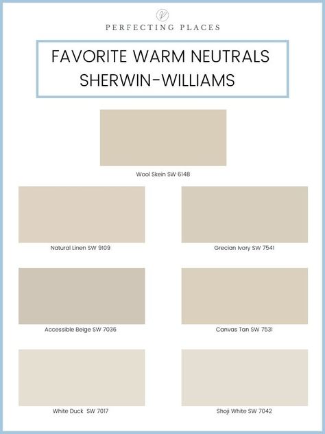 My Favorite Fresh Warm Neutral Paint Colors - Perfecting Places Best Neutral Wall Colors 2022, Natural Wall Paint Colors, Best Light Brown Paint Colors, Soft Tan Paint Colors, Sherwin Williams Warm Neutrals 2023, Good Neutral Paint Colors, Sherwin Williams Paint Colors Beige, Light Sand Paint Color, Best Oatmeal Paint Color