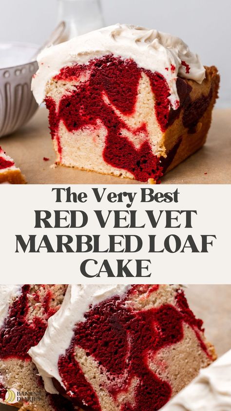 Red Velvet Carrot Cake, Iced Loaf Cake, Gluten Free Loaf Cake Recipes, Moist Loaf Cake, Red Velvet Loaf Cake, Vegan Loaf Cake, Red Velvet Banana Bread, Red Velvet Marble Cake, Red Velvet Loaf