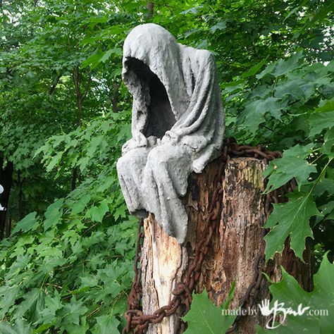 Made By Barb Cement, Cement Sculptures For Garden, Concrete Statues Diy, Concrete Statues Garden Sculptures, Concrete Sculpture Garden Art, Cement Yard Ideas, Diy Concrete Statue, Garden Statues Diy, Diy Yard Sculpture