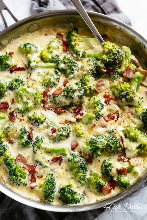 Pan Fried Broccoli, Garlic Parmesan Broccoli, Parmesan Garlic Sauce, Broccoli Side Dish, Broccoli Bacon, Delicious Broccoli, Parmesan Broccoli, Keto Broccoli, Fried Broccoli