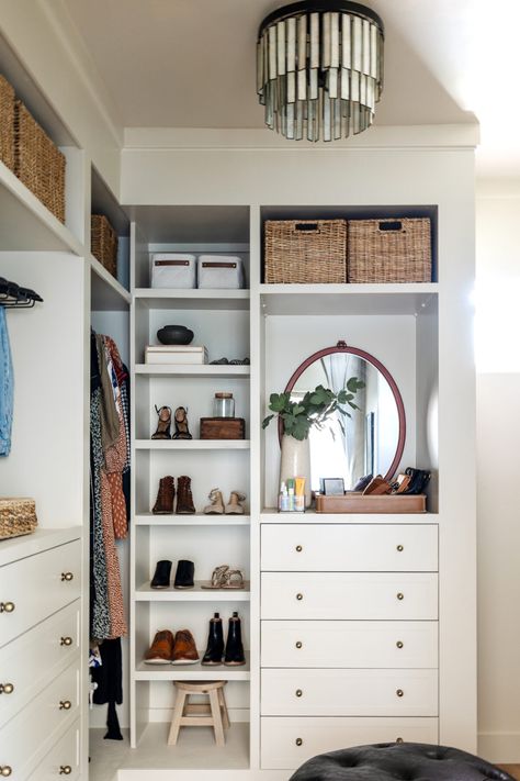 Our Closet is DONE! | Abbott Abode Wardrobe Big Dream Closets, Ideal Wardrobe Layout, Pax Closet Ideas Small Spaces, Upper Closet Organization, Built In Reach In Closet, Storage Closet Remodel, Small Clothes Storage Ideas, Closet With Shelves Organization, Spare Closet Ideas