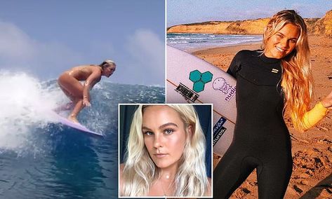 Naked surfer, 26, tackles the biggest breaks around the world Female Surfers, Fun Life, Big Waves, Professional Artist, Western Australia, Gold Coast, Old Pictures, Daily Mail, World's Best