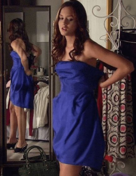 Blair Waldorf Blue Dress, Blair Waldorf Dress, Mode Gossip Girl, Blair Waldorf Outfits, Blair Waldorf Gossip Girl, Blair Dress, Yellow Strapless Dress, Stile Blair Waldorf, Blair Waldorf Style