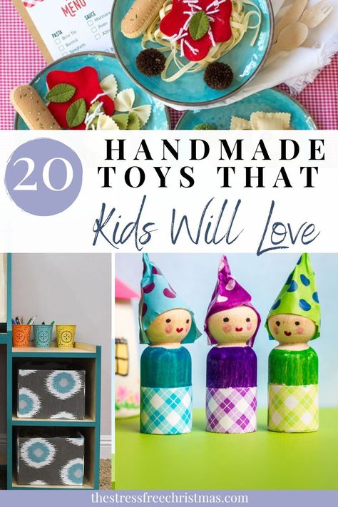 These handmade toys are perfect for Christmas, Easter, Birthdays, and any holidays you like to give gifts. They are toys that kids will cherish forever. Check out this roundup of 20 amazing DIY projects that will keep your children entertained for hours on end! Diy Gift For Kids Christmas, Diy Christmas Gifts For Preschoolers, Frugal Fun For Boys, Diy Crinkle Toy, Diy Christmas Gifts To Give Kids, Diy Christmas Gifts For Children, Kid Handmade Christmas Gifts, Kids Christmas Diy Gifts, Craft For Sister