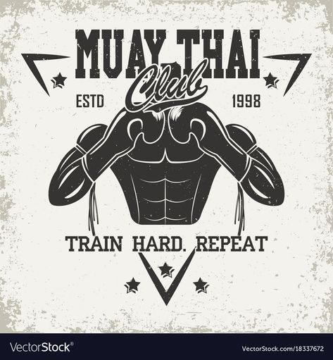 Muay Thai Logo, Personal Trainer Logo, Boxe Thai, Emblem Design, Graphic Design Style, Art Rules, Sport Banner, Combat Art, Retro Sport