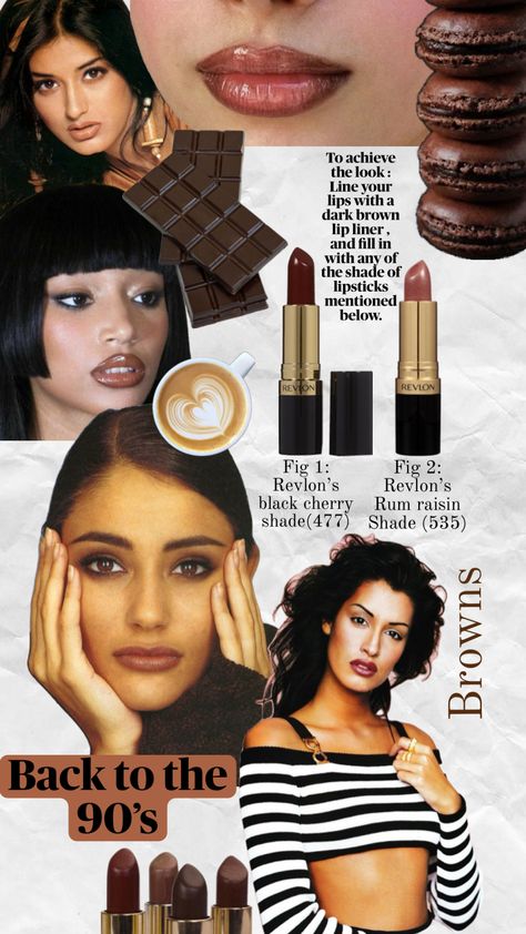 Back to the 90’s a magazine inspo Revlon Lipstick, 90s Makeup, Rum Raisin, Makeup Accesories, Brown Skin Makeup, Makeup Artist Tips, Swag Makeup, Face Makeup Tips, Dope Makeup