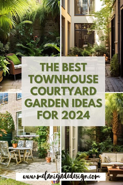 Explore the top townhouse courtyard garden ideas for 2024 and transform your outdoor space into a serene oasis. Discover creative designs and landscaping inspiration. #CourtyardGarden #GardenIdeas #2024Trends Patio Garden Design Layout, Boho Courtyard Ideas, Small Terraced Backyard, Screened In Courtyard, Enclosed Courtyard Ideas Outdoor, Small Enclosed Courtyard Ideas, Townhouse Garden Design, Small Garden Courtyard Ideas, Townhouse Courtyard Garden