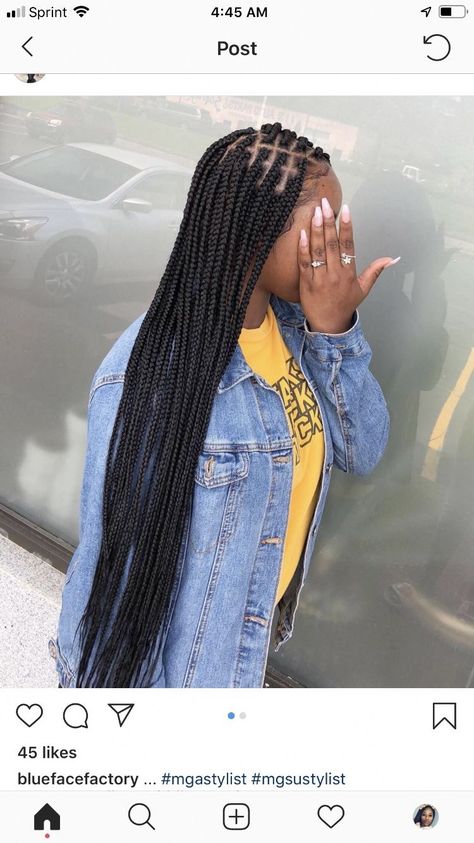 Medium Plaits Box Braids, Box Braids Middle Part, Plaits Box Braids, Feed In Braids Ponytail, Vacation Hair, Blonde Box Braids, Long Box Braids, Box Braids Hairstyles For Black Women, Protective Hairstyles Braids