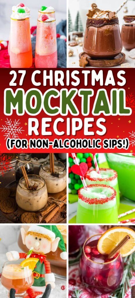 27 Magical Christmas Mocktails for Non-Alcoholic Holiday Sips - ZEN AND HONEY New Years Mocktail For Kids, Festive Non Alcoholic Drinks Holiday Cocktails, Sugar Cookie Mocktail Non Alcoholic, Holiday Non Alcoholic Drinks Christmas, Mocktails Non Alcoholic Low Calorie, Christmas Drinks Nonalcoholic Parties, Christmas Morning Mocktails, Fun Christmas Mocktails, Christmas Punch Mocktail