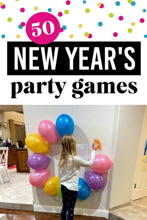 Kid New Years Eve Party Ideas Food, New Year Eve Party For Kids, New Year Kids Games, Kids Games For New Years Eve, Kid Friendly Nye Games, New Year’s Party Games For Kids, New Eve Party Ideas, Nye Games For Kids Families, Games For Kids New Years Eve Party