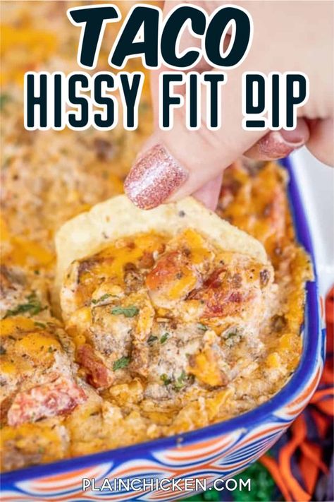 Easy Hot Taco Dip With Ground Beef, Taco Dip With Ground Beef, Hissy Fit Dip, Beef Taco Seasoning, Ground Beef Taco Seasoning, Football Friday, Best Dip Recipes, Ground Beef Taco, Taco Dip Recipe