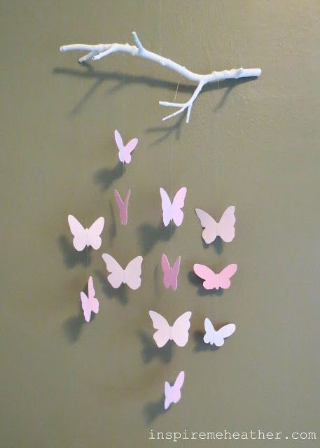 HomelySmart | 15 Butterfly Themed Decorations For That Magical Touch Your Home Needs - HomelySmart Diy Mobiles, Tre Kunst, Diy Baby Mobile, Butterfly Mobile, Baby Mobiles, Diy Bebe, Paper Flower Crafts, Diy Coasters, Baby Diy