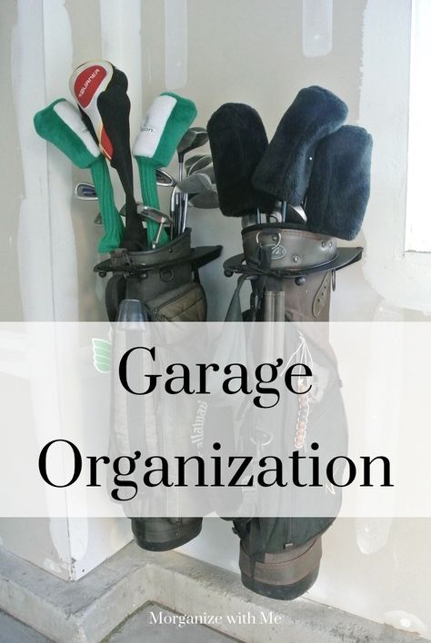 How To Store Golf Clubs In Garage, Garage Golf Organization, Storing Golf Clubs In Garage, Golf Bag Storage Ideas, Golf Club Storage Ideas, Golf Storage In Garage, Golf Bag Storage Garage, Garage Golf Storage, Diy Golf Bag Storage