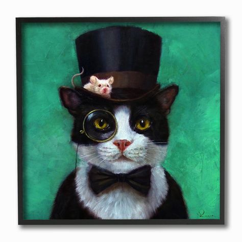 Tuxedo Cat Art, Lucia Heffernan, Cat Frame, Turquoise Painting, Tuxedo Cat, Square Canvas, Cat Posters, Arte Animal, Cat Wall