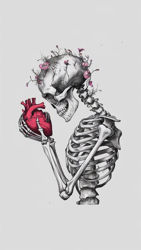 Aesthetic Bones Drawing, Lungs Drawing Anatomy Art, Skeleton Art With Flowers, Mr Bones Skeleton, Skeleton And Flowers Drawing, X Ray Painting, Unique Skull Drawing, Skeleton Flower Drawing, Black White Art Drawing