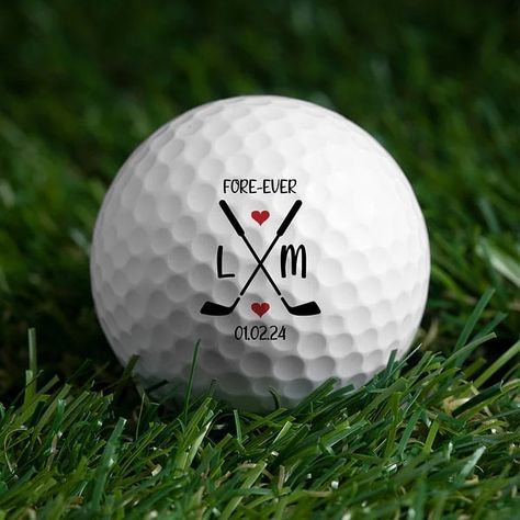 Personalized Forever Golf Ball with Text and Date Wedding Engagement Gift for Man Golf Lovers - CALLIE Golf Wedding Ideas, Golf Themed Wedding Favors, Boyfriend Golf Gifts, Wedding Crazy Golf, Golf Tee Wedding Favor, Wedding Golf Balls, Rehearsal Dinner Themes, Personalized Golf Balls, Golf Wedding