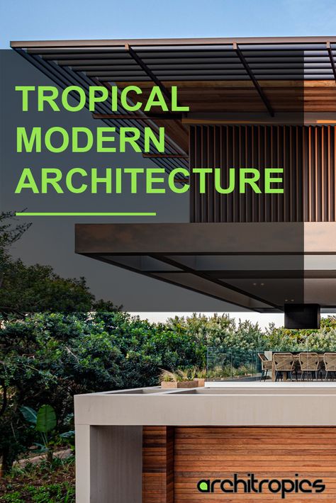 Tropical Modernism is the style of architecture that emulates the minimalist aesthetic of Modern architecture, while responding to the climatic and environmental conditions of the tropics. Like Modernism, it focuses on functionality and avoid forms of ornamentation. It also makes use of techniques required in tropical architecture, such as sun shading and cross ventilation. Cross Ventilation Architecture, Tropical Modernism Architecture, Contemporary Tropical Architecture, Tropical Minimalist House, Tropical Modern Architecture, Modern Tropical Architecture, Tropical Building, Tropical Contemporary House, Tropical Modern House