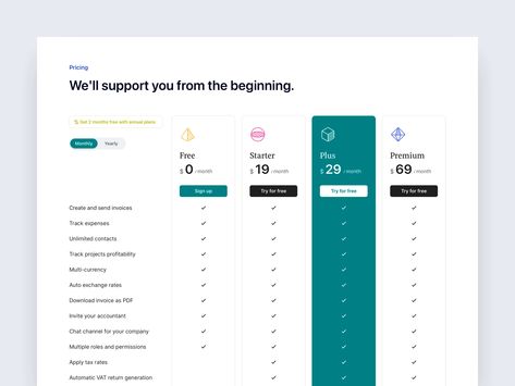 Pricing Comparison Page by Bipin Balan for Stead on Dribbble Month Signs, Invoice Sent, Web App Design, Website Design Inspiration, Web App, Page Design, App Design, Global Community, Creative Professional