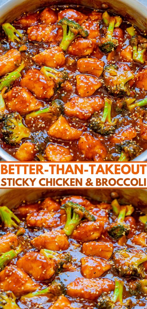 Better-Than-Takeout Sticky Chicken and Broccoli Sticky Chicken Recipe, Sticky Sauce, Mall Food Court, Garlic Sauce Recipe, Moist Chicken, Chicken Skillet Recipes, Sticky Chicken, Chicken And Broccoli, Food Court