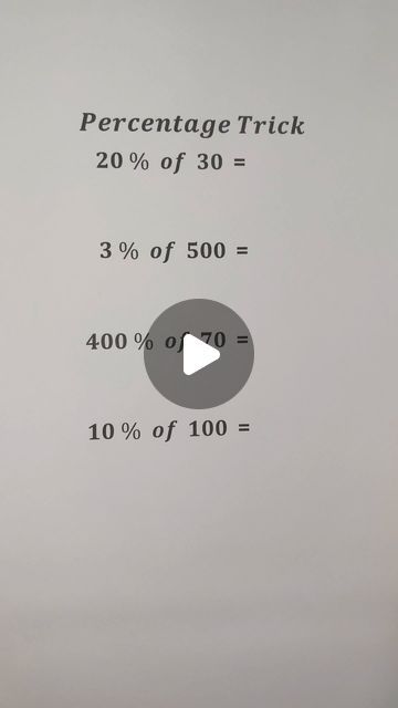 Math Tricks on Instagram: "Percentage trick | Percent of a number trick #percent #percentage" Finding Percentages Of A Number, How To Do Percentage In Math, Maths Basics Learning, Math Percentage Formulas, Percentage To Fraction Chart, Percentages Math Trick, Percentages Math Worksheets, Percentage Of A Number, Percentage Tricks