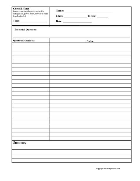 Cornell Notes Summary Worksheets Cornell Note Taking Template, Cornell Notes Template Word, Reliable Sources, Cornell Notes Template, College Notes, Cornell Notes, Note Template, Docs Templates, Writing Templates