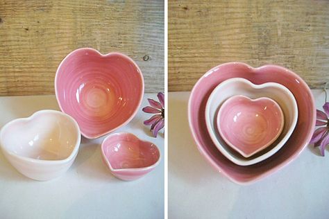 Pretty & useful, what's not to love? :) Pretty Bowls, Bowls Ceramic, Stacking Bowls, Rose House, Heart Shaped Bowls, Kitchen Time, Ree Drummond, Pink House, Pinch Pots