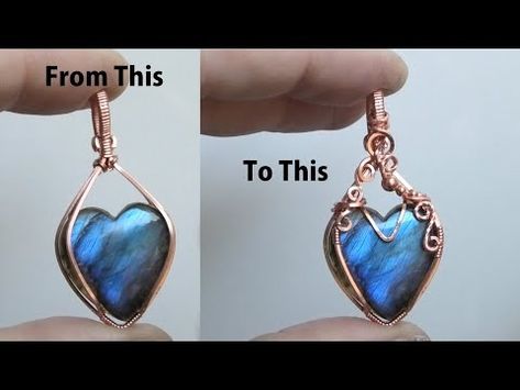 How to Add Embellishments to a Pendant Wire Wrapping Heart Cabpochon Tutorial - YouTube Wire Wrapping Stone Hearts, Wire Wrapped Hearts, Diy Wire Wrapped Pendant Tutorial, Pendant Wire Wrapping, Wire Wrapped Heart Stone, Wire Wrapped Stones, Diy Wire Wrapped Pendant, Wire Wrap Tutorial, Wrapped Stones