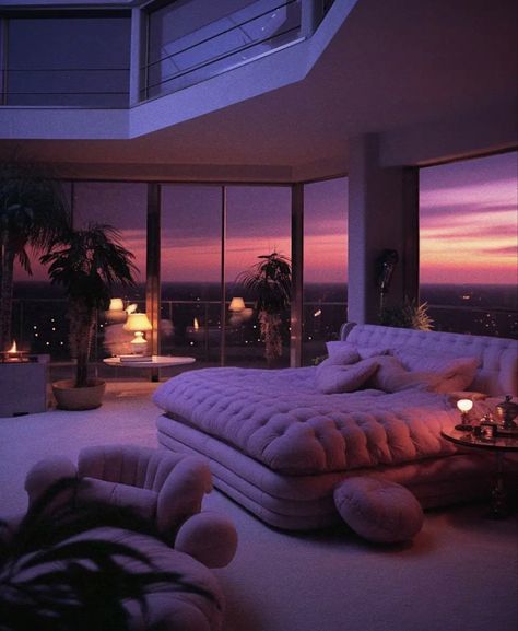 80s Apartment, Penthouse Aesthetic, Penthouse Bedroom, 80s Interior Design, 80s Interior, Dream Apartment Decor, Dream House Rooms, Dream Room Inspiration, Dream Apartment