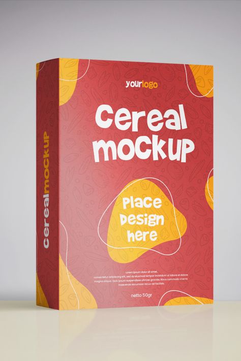 Download the free cereal box packaging mockup. PSD template with well-organized layers. Built with Smart Layers, you can easy to modify it in Photoshop. High-quality with a dimension of 3000×2000 at 300 dpi. Cool Cereal Box Design, Cereal Box Template, Cereal Box Packaging, Cereal Box Design, Portfolio Mockup, Cereals Packaging Design, Cereal Packaging, Coffee Infographic, Free Packaging Mockup