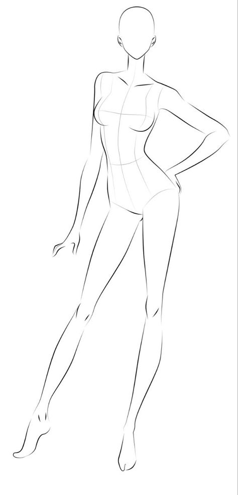 Croqui feminino Female Figure For Fashion Design, Model Pose Sketch Fashion Design, Drawing Ideas Templates, Fashion Drawing Body Template, Fashion Illustration Croquis Template, Female Figure Template, Fashion Design Sketches Templates, Figure Template Fashion, Fashion Figures Template