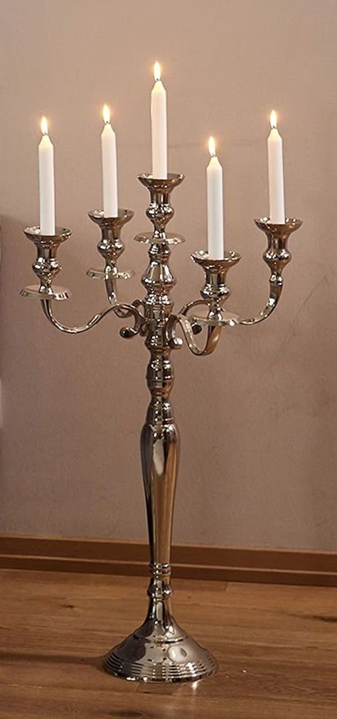 Candle Candelabra Handcrafted Beautiful 4 Arm Silver Plated 25 Inch Tall, - Etsy Candleabra Ideas, Candelabra Decor, Silver Candelabra, Candelabra Centerpiece, Candle Candelabra, 4 Arms, Silver Candle Holders, Silver Candle, Silver Candlesticks