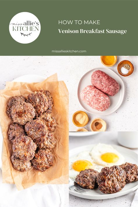 What is the best venison to pork ratio for sausage? Learn that and delicious flavoring ideas in this Venison Breakfast Sausage recipe. Veal Sausage Recipe, Deer Breakfast Sausage Recipe, Venison Breakfast Sausage, Greek Yogurt Blueberry Muffins, Venison Sausage Recipes, Breakfast Sausage Recipe, Venison Sausage, Sausage Making Recipes, Elk Recipes