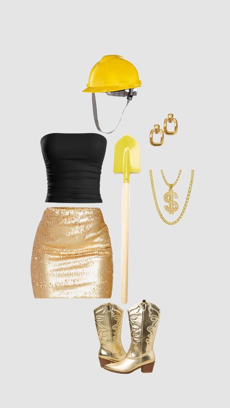 Gold Digger Costume - College Gold Digger Costume, Digger Costume, Halloween Constumes, Iconic Halloween Costumes, Trio Halloween Costumes, Hallowen Costume, Halloween Party Outfits, College Halloween, Trendy Halloween Costumes