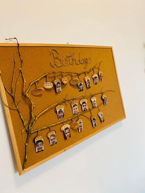 Reggio Birthday Board, Birthday Chart Reggio Emilia, Reggio Emilia Birthday Display, Reggio Inspired Birthday Displays, Birthday Wall Reggio Emilia, Birthday Boards Classroom Preschool Nature, Tree Branch Classroom Decor, Reggio Welcome Board, Abordagem Reggio Emilia