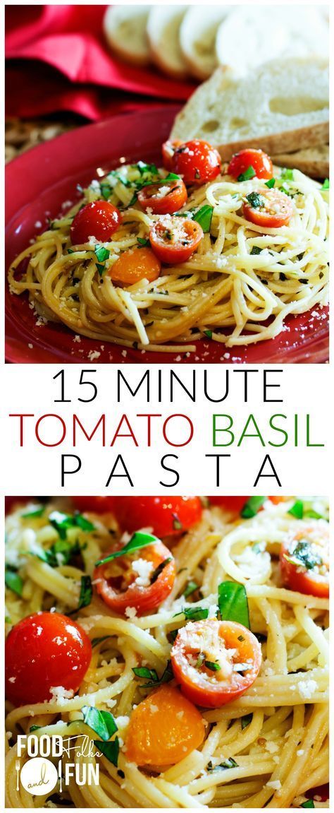 This Tomato Basil Pasta is great for busy weeknights. Once the pasta is cooked, dinner is DONE! | 15 Minute Recipe | Dinner Recipe | Pasta Recipe | Vegetarian Easy Tomato Basil Pasta, Fresh Tomato And Pasta Recipes, Tomatoe Basil Pasta Recipe, Pasta Dishes With Basil, Pasta Fresh Tomatoes Basil, Fresh Tomato And Basil Pasta, Pasta Recipes With Grape Tomatoes, Italian Basil Recipes, Pasta And Basil Recipes