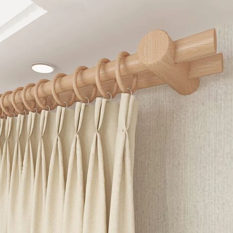 Beech Solid Wood Curtain Rods Roman Poles Single Double Rod Japanese Wooden Track Brackets Holder Rings Accessories Customized _ - AliExpress Mobile Modern Mexican Decor, Modern Curtain Rods, Plastic Patio Chairs, Wooden Curtain Rods, Wooden Curtain Poles, Wood Curtain Rods, Wooden Curtain, Wood Curtain, Living Room Curtains