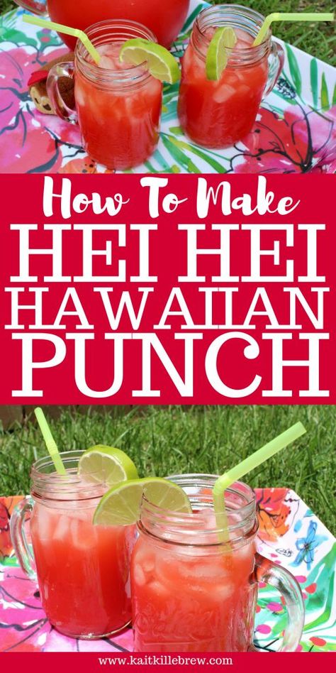 Disney Inspired Recipe - Hei Hei Hawaiian Punch! | #DisneyRecipe #Moana #HeiHei Hawaiian Party Punch Non Alcoholic, Punch Recipe With Hawaiian Punch, Hawaiian Beverages Non Alcoholic, Hawaiian Food Party Appetizers, Spiked Hawaiian Punch, Punch With Hawaiian Punch And Sprite, Hawaiian Party Drinks Non Alcoholic, Red Hawaiian Punch Party Punch, Hawaiian Alcoholic Beverages