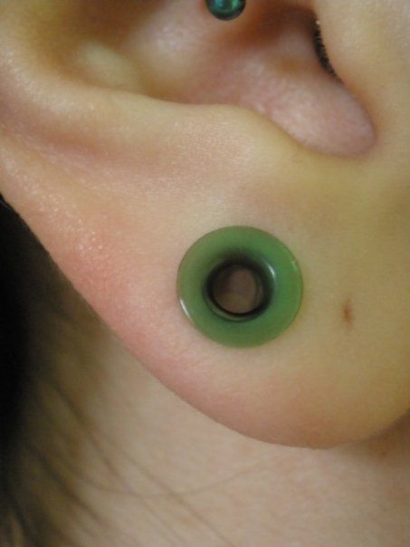 Gauged second hole so you can still wear regular earrings and have your ears gauged. I'm thinking about just gauging the second hole on my right ear Gauges With Earrings, 10 Gauge Ears, 2 Guage Earring, Eat Gauges, 4 Gauge Ears, 4g Stretched Ears, 2g Gauges Ears, 2 Gauge Ears, Stretched Second Hole