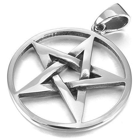 Strengthen your faith in the giver of life by including this Pendant Necklace in your accessories that Innovato Design created. Akin to the cross of Christianity, the pentagram of this necklace greatly signifies the stronghold to religion that you can experience every time you carry this with you. Gleaming in silver color that also bounces off light when it strikes the surface, this pentacle necklace has a sturdy build because of the stainless steel material that it has. It forms a symbol of a s Prayer Chain, Twist Jewelry, Pentagram Necklace, Pentagram Pendant, Bullet Necklace, Pendant Necklace Silver, Witch Jewelry, Pagan Jewelry, Mens Jewelry Necklace