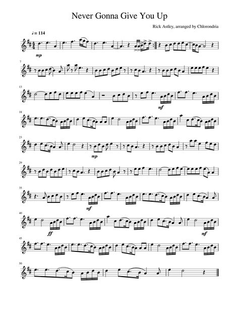 Never Gonna Give You Up Violin Sheet Music, Kahoot Violin Sheet Music, Never Gonna Give You Up Sheet Music, Saxophone Pick Up Lines, Sheet Music Saxophone, Alto Saxophone Music Sheets, Alto Sax Music Sheet, Music Sheet Violin, Songs To Play On Alto Saxophone