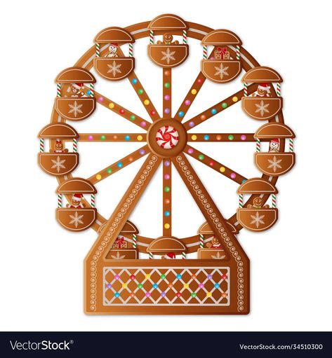 Gingerbread Ferris Wheel, Gingerbread Roller Coaster, Papercrafts Templates, Christmas Ferris Wheel, Christmas Papercrafts, Christmas Cookies Gingerbread, Cookies Gingerbread, Christmas Lollipops, Christmas Idea