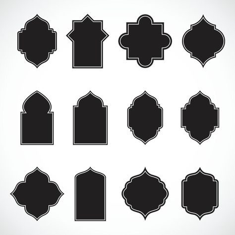 Set of Islamic Shape Illustration. Silhouette of Islamic Bagde. Good used for Islamic Design, Label, Sign, Sticker, etc. - EPS 10 Vector Shape Patterns Design, Islamic Graphic Design, Islamic Shapes, Islam Pattern, Islamic Pattern Design, Islamic Design Graphic, Sticker Shapes, Islamic Illustration, Islamic Stickers