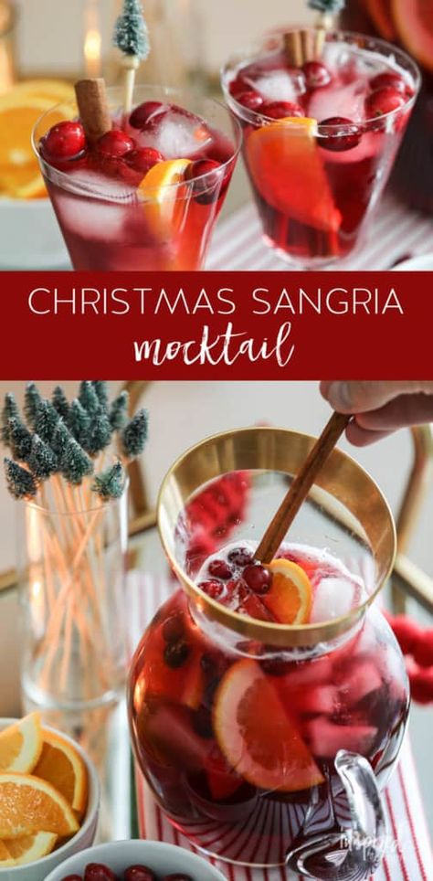 Sangria Christmas, Recipe Crafts, Sangria Mocktail, Recipe Gifts, Non Alcoholic Sangria, Recipe Cabbage, Christmas Mocktails, Christmas Drinks Alcohol Recipes, Holiday Sangria