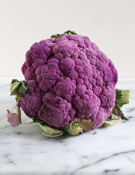 Roasted Purple Cauliflower- The Little Epicurean Purple Cauliflower, Cauliflowers, Cabbage Seeds, Collage Images, Cauliflower Cheese, Gluten Free Cheese, Vegan Animals, Healthy Sides, Slow Food