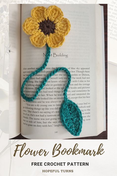 Crocheted Flower Bookmarks Free Patterns, Crochet Flower Bookmarks Free Patterns Easy, Flower Book Mark Crochet, Sunflower Crochet Bookmark Pattern, Crochet A Flower Easy, Crochet Daisy Bookmark Pattern Free, Easy Bookmark Crochet, Crocheted Flower Bookmarks, Book Mark Crochet For Beginners