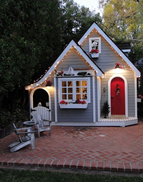 Playhouses | Playhouse Backyard Playhouse Ideas, Tiny House Plans Small Cottages, Small Cottage Designs, Small Cottage House Plans, Backyard Playhouse, Build A Playhouse, Small Cottage Homes, Wendy House, Room Hacks